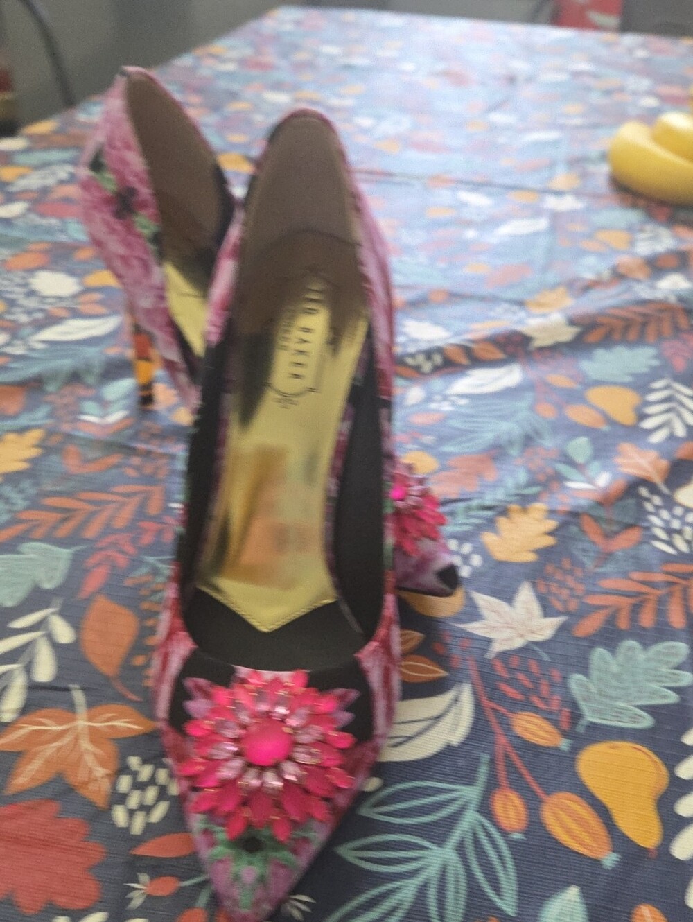 Ted Baker London Pink Floral Jeweled Pointed Toe Heels